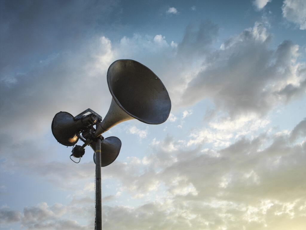 Loud speaker against sky