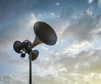 Loud speaker against sky