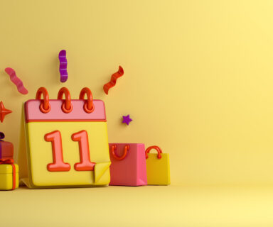 11.11-Shopping-day-sale-background-with-calendar-gift-box-shopping-bag-copy-space-text-3D-rendering-illustration