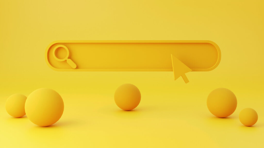 3D-Render-Minimal-blank-search-bar-yellow-shapes