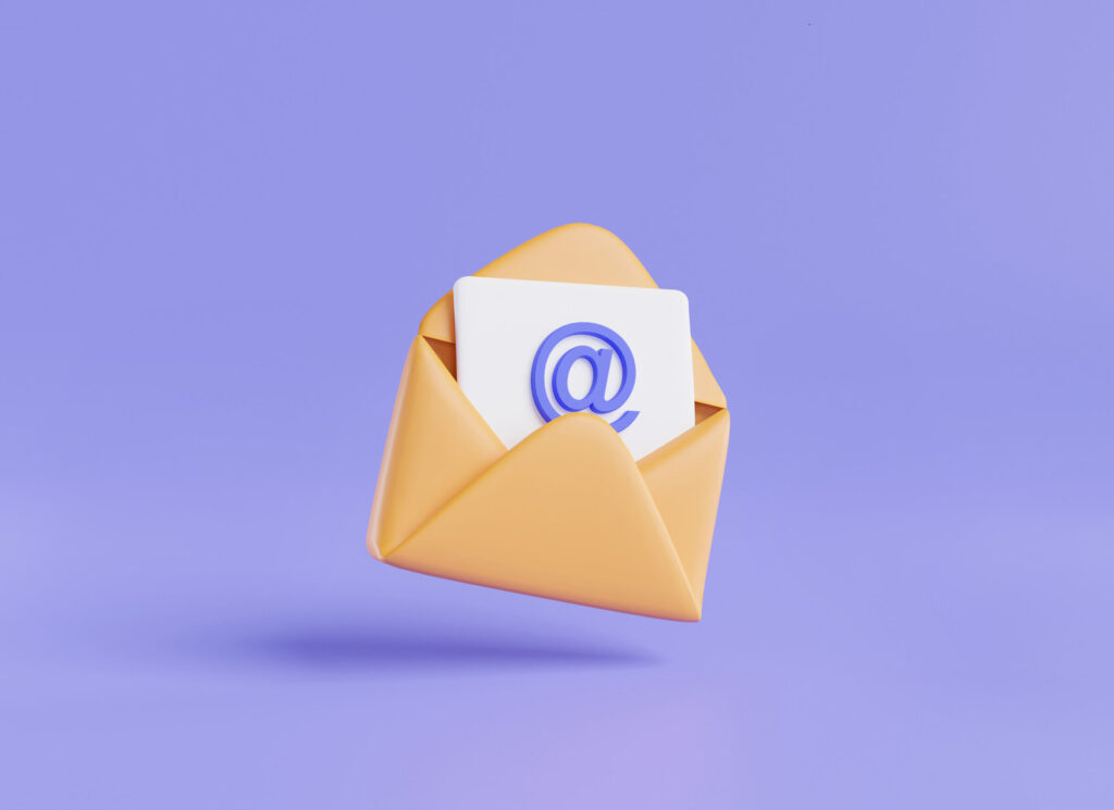 3d-icon-rendering-illustration-of-Envelope-with-letter-paper-document.-Mail-icon-online-message-Email-message-mail-icon-Card-and-invitations.-Cartoon-minimal-style-on-purple-ba
