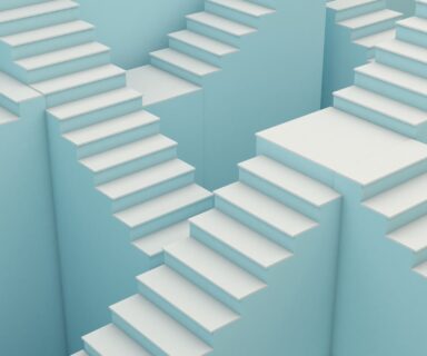 Abstract image of many stairs corridors,abstract images of multiple staircases convey stories of travel and choices