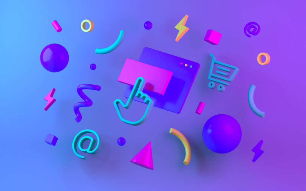 Bright-multicolor-geometric-shapes-for-web-design.-3d-render-1