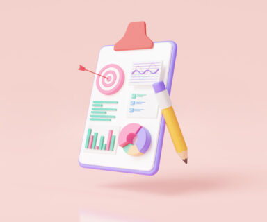 Clipboard-paper-with-Data-analytics-SEO-optimization-dashboard-and-report-chart-checklist-graph-analytic-target-optimization-marketing.-business-financial-concept.-3d-icon-re