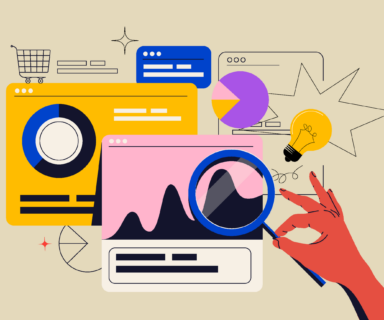 Data-analytics-or-marketing-seo-optimization-illustration-concept-with-abstract-infographics-tabs-and-graphs.-Vector-illustration