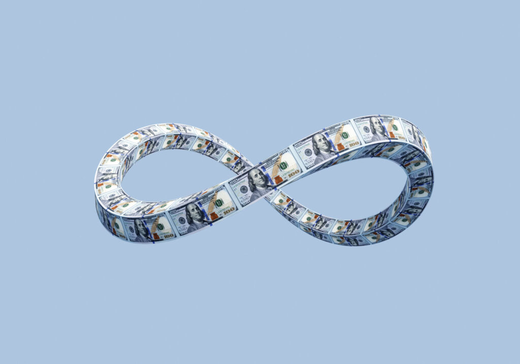 Dollar-banknotes-forming-an-infinity-symbol