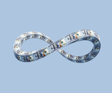 Dollar-banknotes-forming-an-infinity-symbol