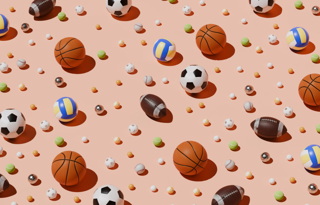 Frame filled with sports balls