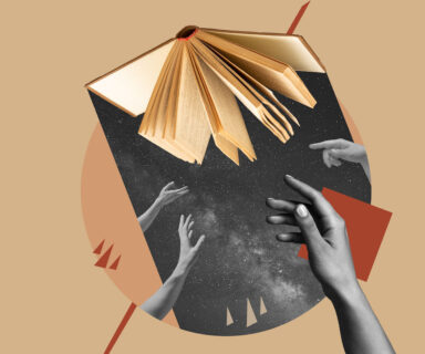 Contemporary art collage, modern design. Aesthetic of hands. Trendy colors.