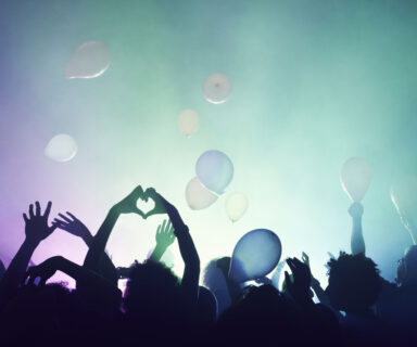 Group of people having fun at music concert