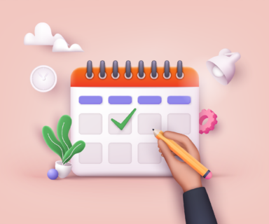 Hand-putting-check-marks-on-calendar.-3D-Web-Vector-Illustrations.