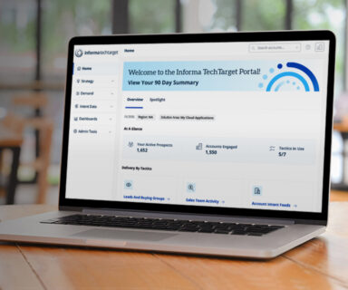 Laptop showing Informa TechTarget Portal