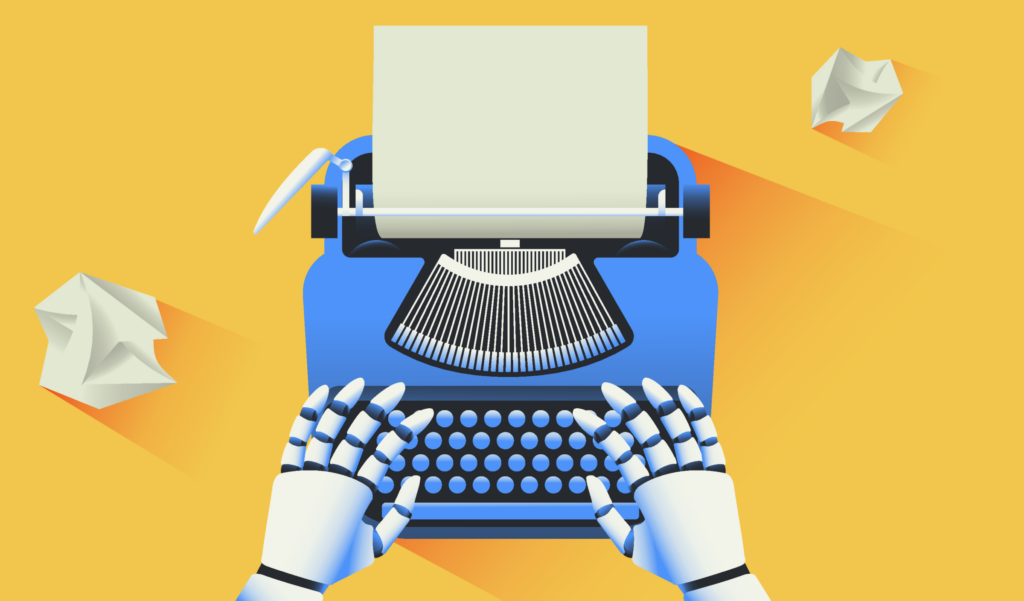 Robot-typing-on-a-typewriter-illustration
