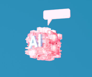 Silent Syntax – Translucent AI Symbol and Speech Bubble in Minimal Digital Space