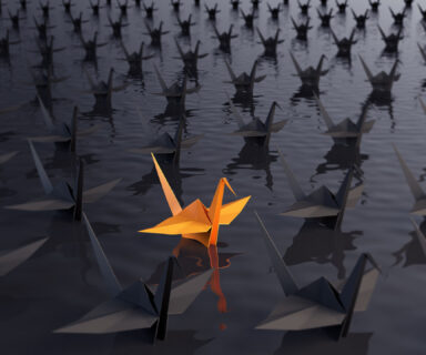 Standing-Out-From-The-Crowd-With-Paper-Cranes