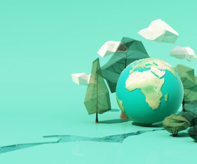 innovative-Poster-Or-Banner-Of-World-Environment-Day-with-low-poly-tree-and-cloud-and-river-on-the-floor-with-globe-earth-on-green-background-3d-rendering-illustration