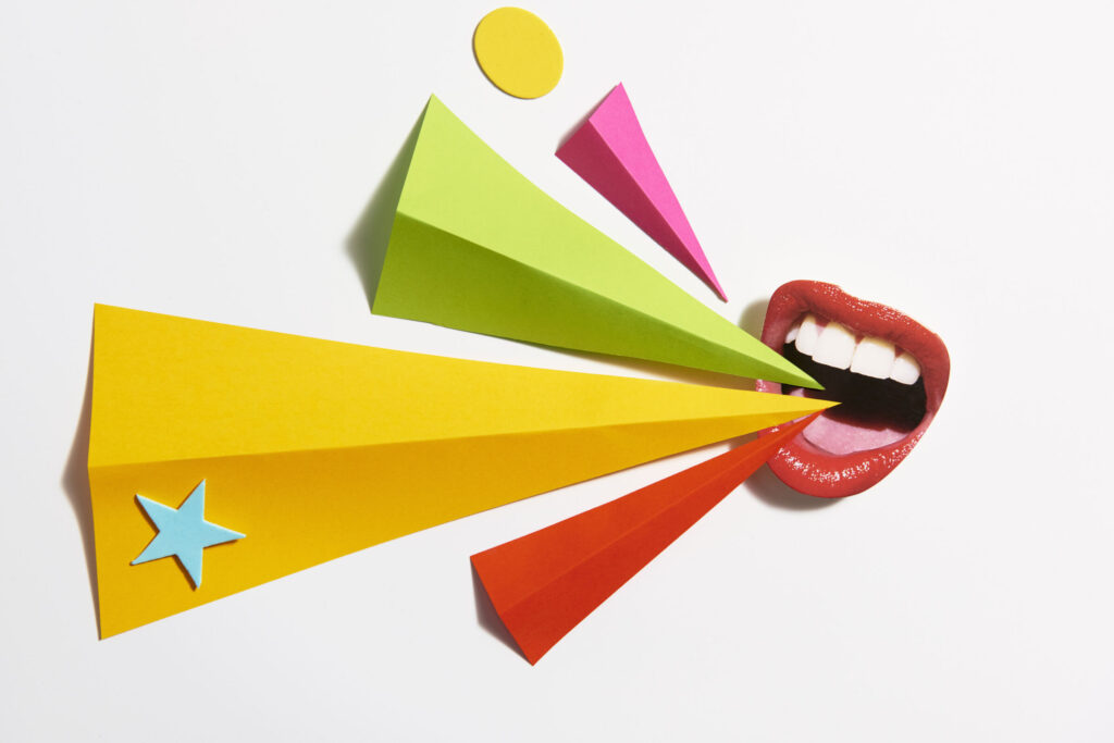 mouth shouting with copy space