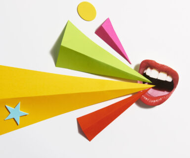 mouth shouting with copy space